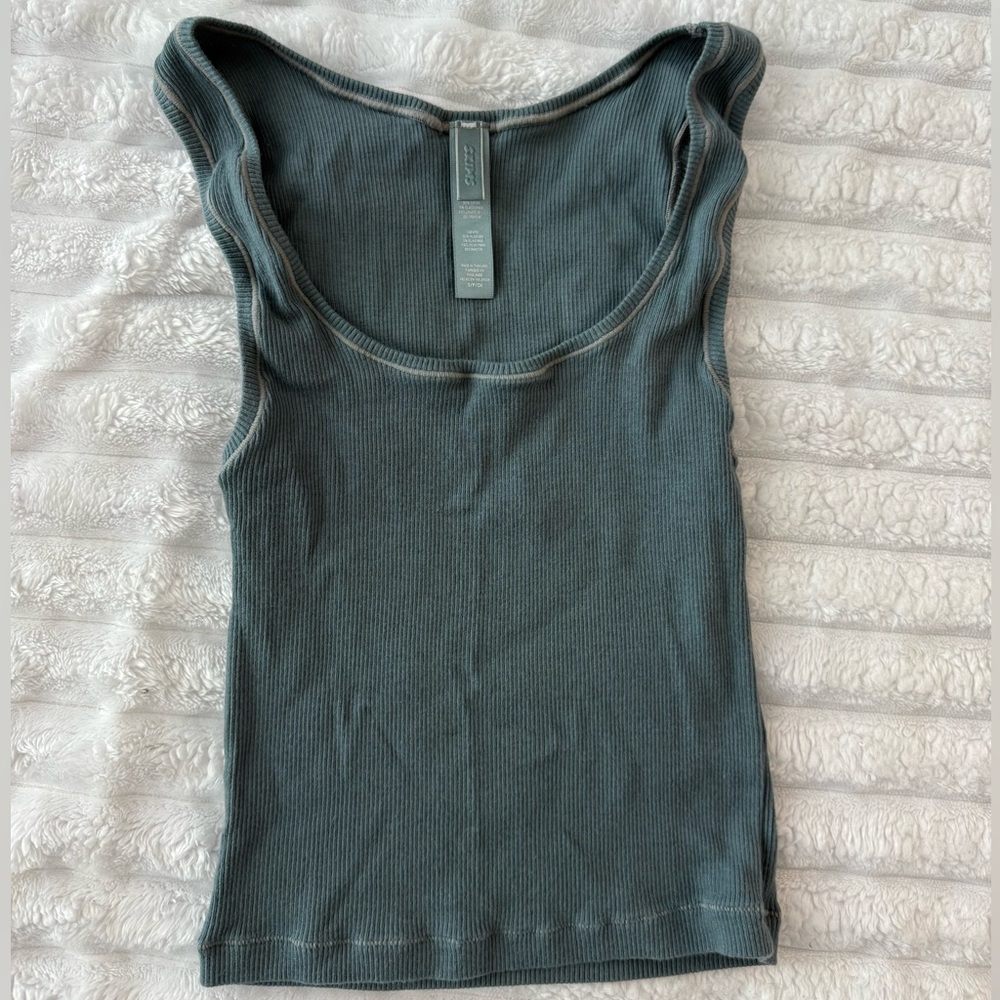 SKIMS Teal Ribbed Tank Top